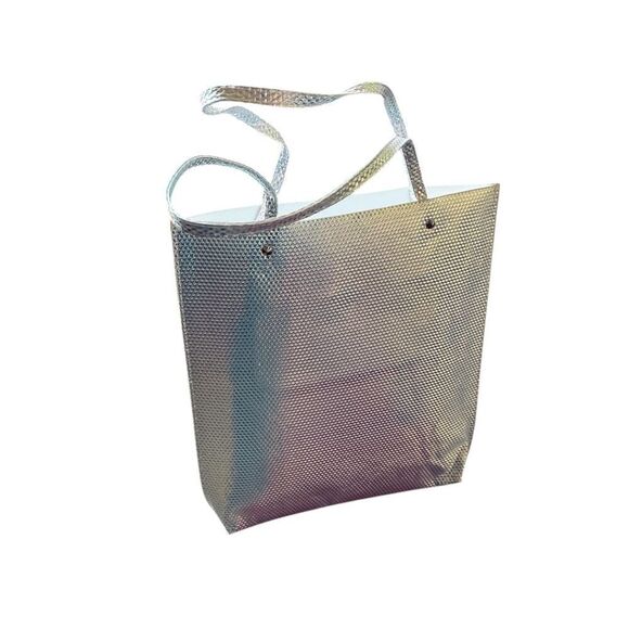 Brand New Reusable Iridescent Holographic PU Shopper Tote Bag with Dual Handles - Picture 1 of 5